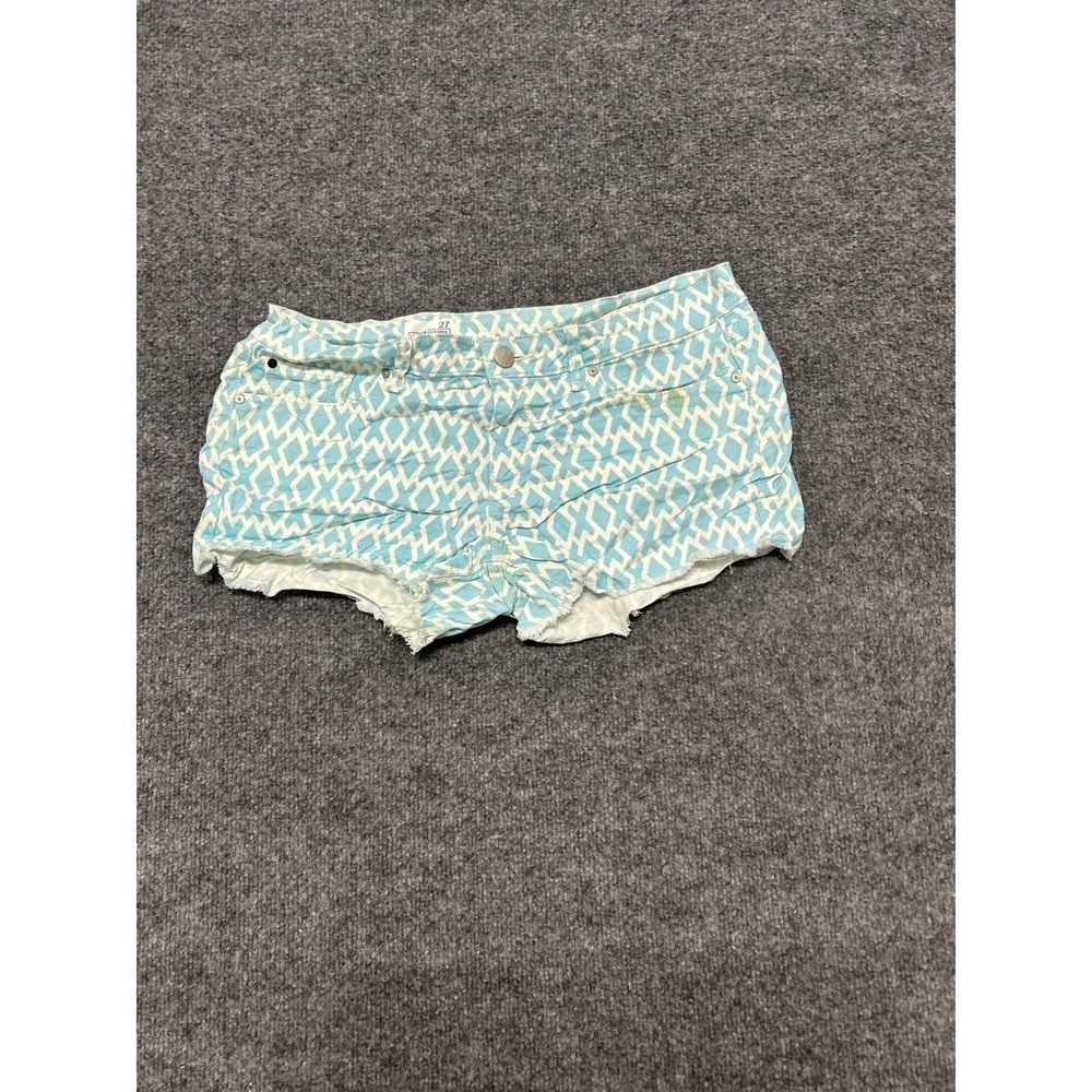 Gap Shorts Womens Size 27 Blue Geometric Summer Cut-Offs Frayed Hem Low Rise
